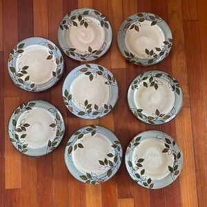 Pfaltzgraff SET OF 8 Rustic Leaves Pattern Dinner Plates 11 1/8”